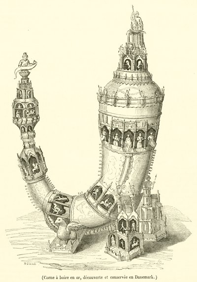 Gold Drinking Horn, Discovered and Preserved in Denmark by French School