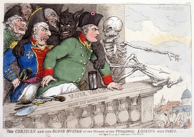 Corsica and Its Bloodthirsty Looking at Paris through the Window of the Tuileries - in "Napoleon I", Caricatures, Dummy Collection, c. 1814-1815 by French School
