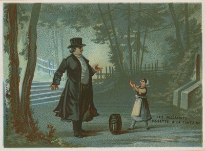 Cosette at the fountain; scene from Les Miserables by Victor Hugo by French School