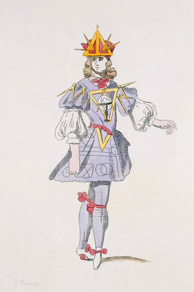 Costume Design for Geometry in a 17th Century Courtly Ballet, from the Menus Plaisirs Collection, Facsimile by A. Guillaumot Fils by French School