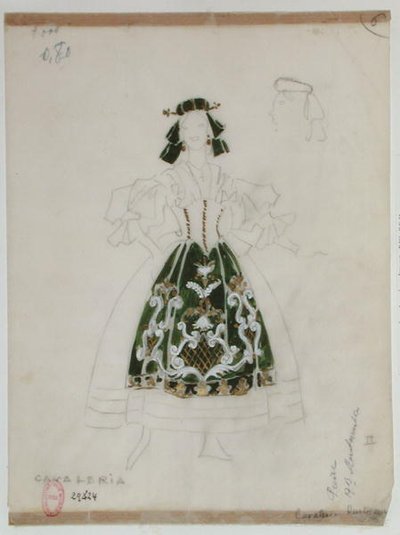 Costume design for opera Cavalleria Rusticana by Pietro Mascagni by French School