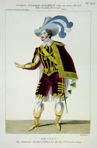 Costume for Adolphe Nourrit in the Role of Don Giovanni, Engraved by Maleuvre, Printed by Hautecoeur-Martinet by French School
