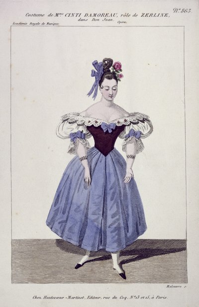 Costume for Madame Cinti Damoreau in the Role of Zerlina in Don Giovanni, Engraved by Maleuvre, Printed by Hautecoeur-Martinet by French School