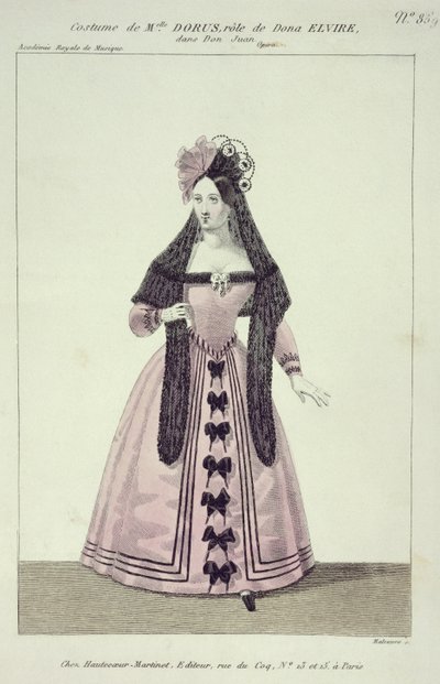 Costume for Mademoiselle Dorus in the Role of Donna Elvira in Don Giovanni, Engraved by Maleuvre, Printed by Hautecoeur-Martinet by French School