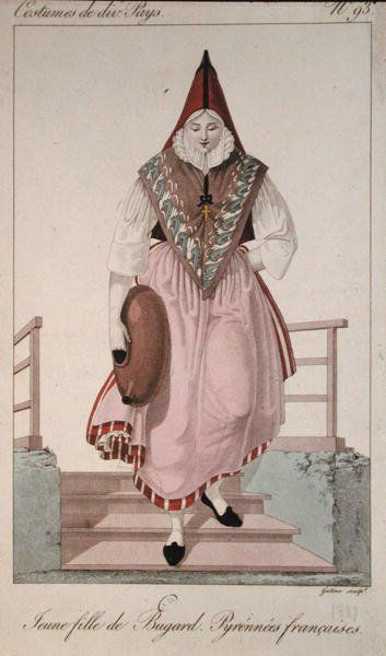 Costume of a young girl from Bugard in the French Pyrenees by French School