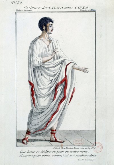Costume of comedian Francois-Joseph Talma in the tragedy 