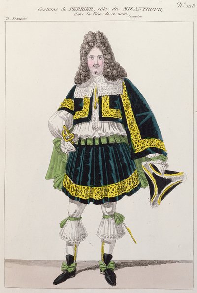 Costume worn by the actor Perrier in Le Misanthrope by Moliere (1622-73) by French School