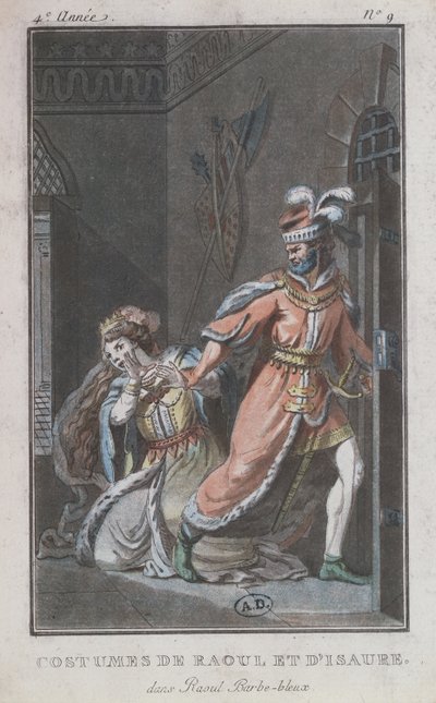 Costumes of Raoul and Isaure, from the opera Raoul Barbe-Bleue, 1790 by French School