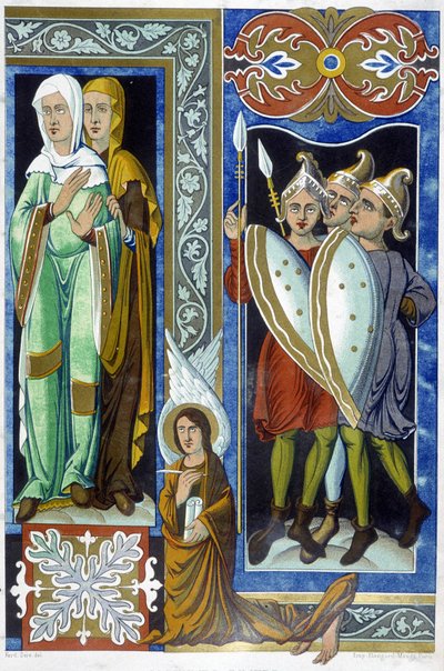 Costumes of the 9th century, illustration from 