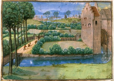 Flemish landscape with a watermill in the foreground and a windmill in the background, from the 