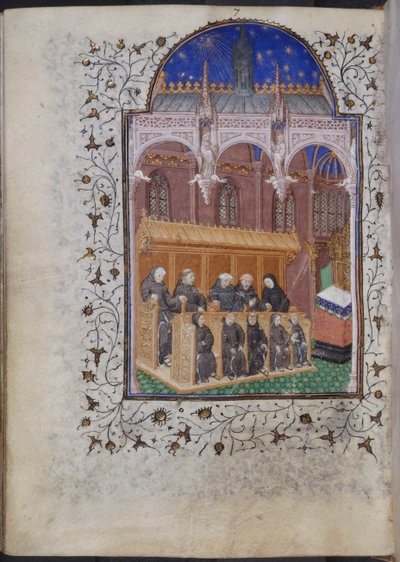 Black robed friars singing in a choir, from the Psalter of Henry VI, Paris, c.1420 by French School