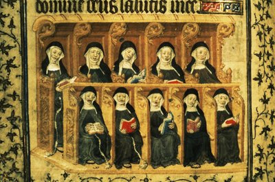 Nuns in a Choir Stall, from the Psalter of Henry VI, Paris by French School