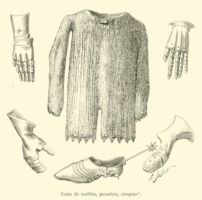 Chainmail, Gauntlets, Helmets (engraving) by French School