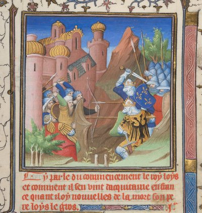 Battle of Louis VII and his father, from Grandes Chroniques de France by French School