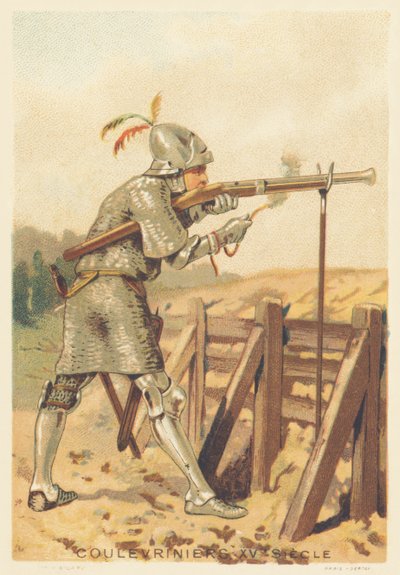 Coulevrinier in the 15th century (Man of war, on foot or on horseback, weapon of a snake in hand) by French School
