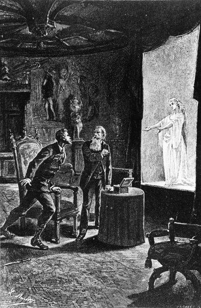 Count Franz de Telek thinks he sees his former lover La Stilla, illustration for The Carpathian Castle by Jules Verne, published by Hetzel, 1892 by French School