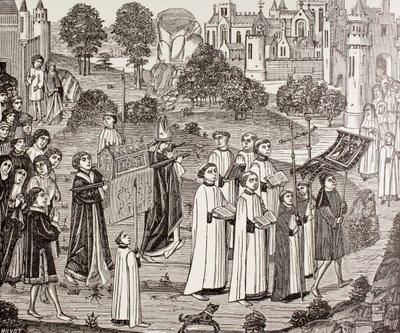 Count Renier bearing the body of Saint Veronica to St. Waudru church in Mons, from 