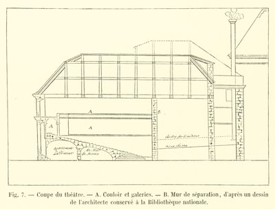 Section of the Theater, Corridor and Galleries, Separation Wall, After a Drawing by the Architect Kept at the National Library by French School