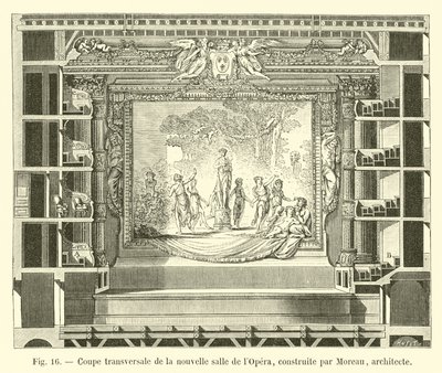 Transverse Section of the New Opera House, Built by Moreau, Architect by French School