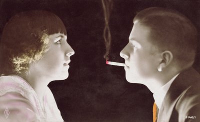 Couple with a cigarette, 1917 by French School