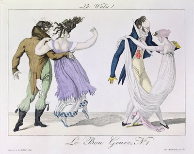 Couples Dancing the Waltz, from Le Bon Genre, c.1810 by French School