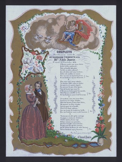 Couplets sung at the wedding of Edouard Termote and Adele Jooris, France by French School