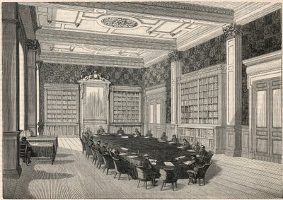 Cour des comptes - Library and council room - Engraving in 