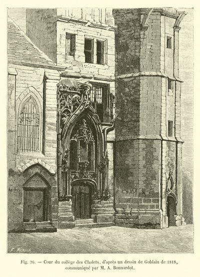Courtyard of the College of Cholets, after a drawing by Goblain from 1818, communicated by Mr. A. Bonnardot by French School