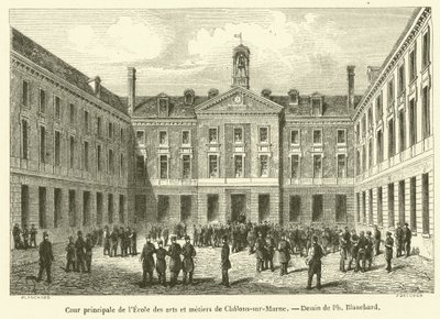 Main Courtyard of the School of Arts and Crafts of Chalons-sur-Marne (engraving) by French School