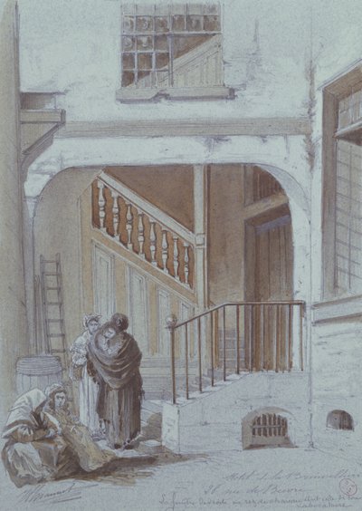 Courtyard and laboratory of the Marquise de Brinvilliers, 28 rue de Bievre, Paris by French School