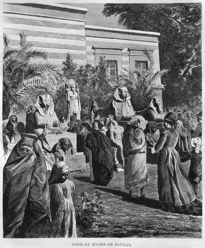 Courtyard of the museum, Bulaq, from LEgypte by Georg Moritz Ebers, 1881 by French School