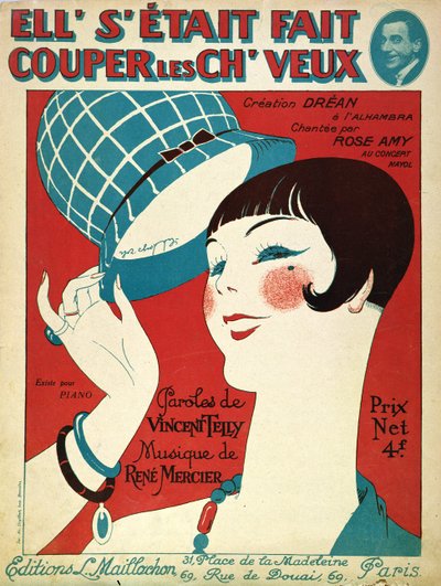 Cover for the music score, She had her hair cut, 1924 by French School