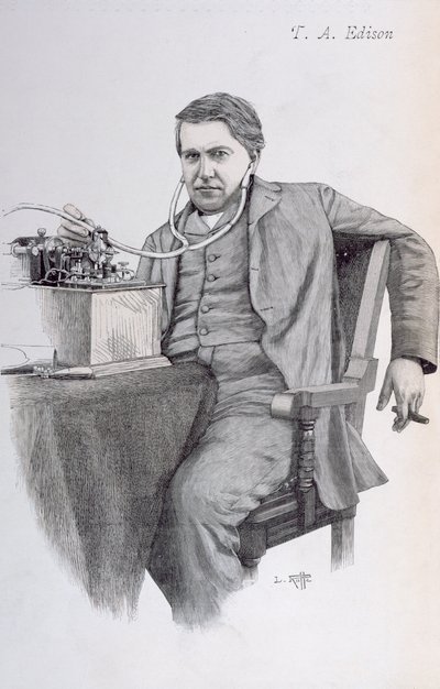 Cover illustration of La Revue Illustree depicting Thomas Alva Edison, 1889 by French School