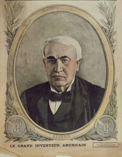 Cover illustration of Le Petit Journal depicting Thomas Alva Edison, 1917 by French School