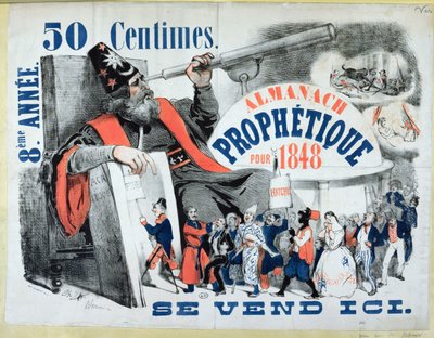 Cover of a Prophetic Almanac depicting Nostradamus by French School