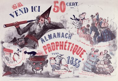 Cover of a Prophetic Almanac Depicting Nostradamus, 1855 by French School