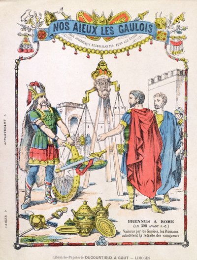 Cover of school exercise book depicting the legend of Brennus by French School
