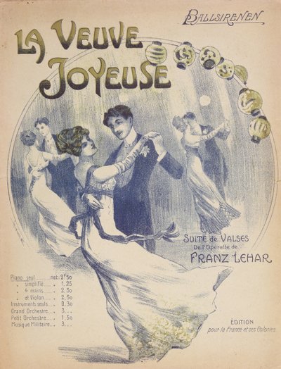 Cover of the score sheet for La Valse Ballsirenen from The Merry Widow by Franz Lehar by French School