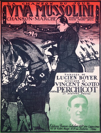 Cover of the score sheet of Viva Mussolini by Vincent Scotto and Lucien Boyer by French School