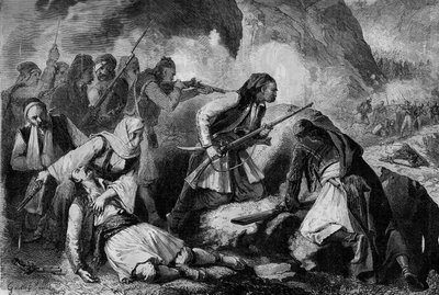 Cretan Revolt, Insurrection of the Cretan Population Against the Ottoman Occupation: Engagement Between the Candiotes and the Turks by French School