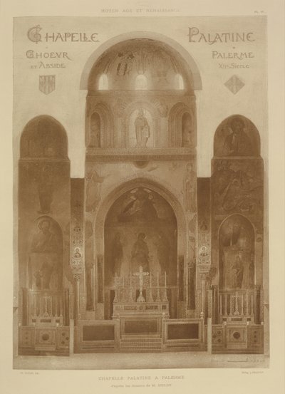 Cross-Section from the East End of the Palatine Chapel, Palermo, Sicily, from Fragments of Architecture of the Middle Ages and the Renaissance, engraved by Jules Adolphe Chauvet by French School