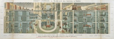 Cross-section of the basement of the Credit Lyonnais, 19 Boulevard des Italiens, c.1878-82 by French School