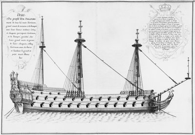 Cross-section of the fully completed inside of a vessel, illustration from the Atlas de Colbert, plate 37 by French School