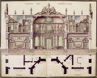 Cross-Sectional Plan of the Chateau de Marly by French School