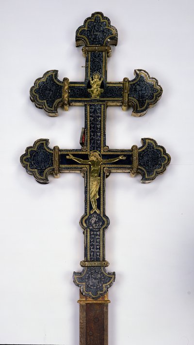 Cross, from Clairmarais Abbey (gold inlaid with semi-precious stones) by French School