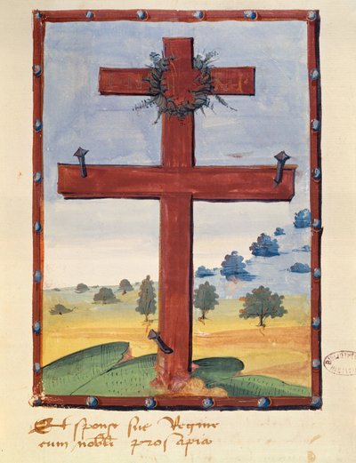 Cross of Lorraine, miniature from a manuscript relating to Rene II, Duke of Lorraine by French School