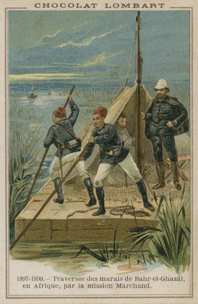 Crossing the Marshes of Bahr-el-Ghazal in Africa by French School