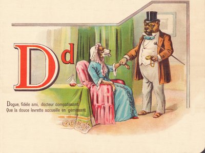 D: Dane, faithful friend, compassionate doctor, which the sweet doggy style welcomes by gemining by French School