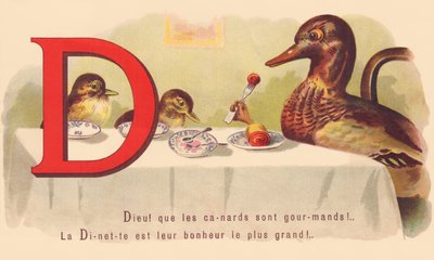 God! that ducks are greedy! The Dinette is their greatest happiness! by French School