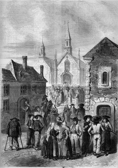 Daily life in Brittany: exit from the church of Locmine by French School